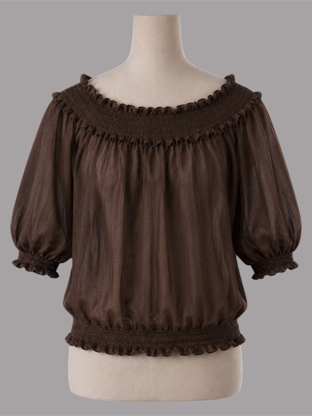 Fairy Grunge Chocolate Brown Sheer Peasant Top
